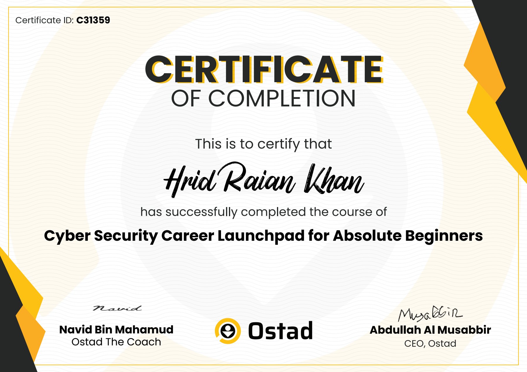 Cyber Security Certificate